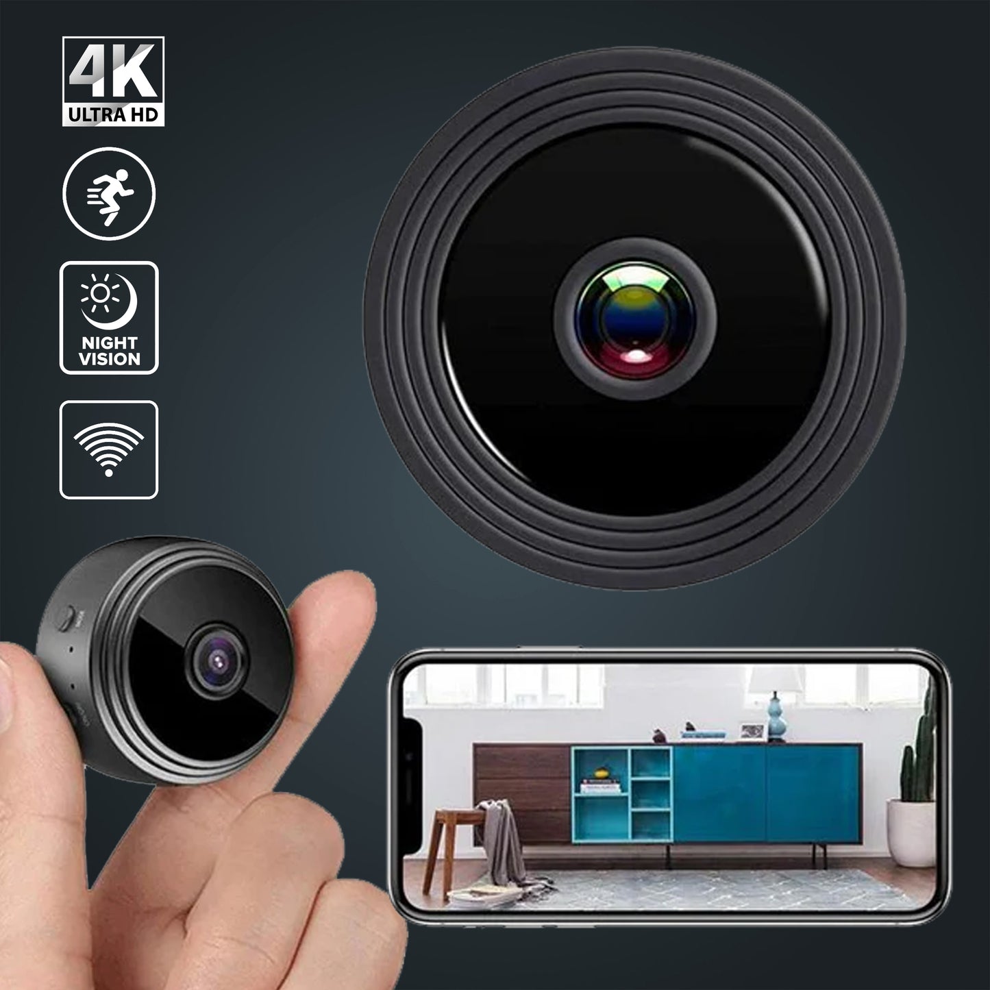 Ruemax EagleEye VizoCam™ — Ultra 4K Mini Security Camera (Magnetic Mount, Night Vision)